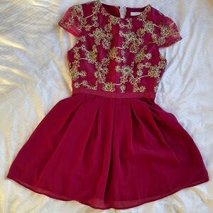 Fuchsia and Gold Mini Dress
